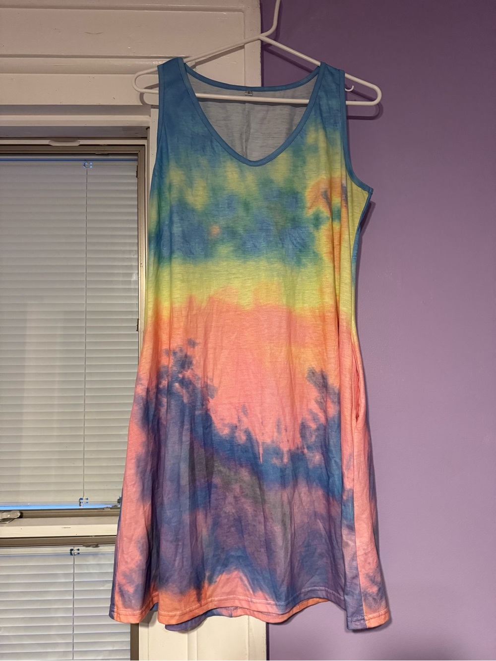 Colorful Tie-Dye Sleeveless Dress - Rainbow Hues